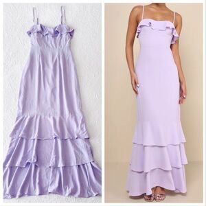 NWOT Lulus Lively Evenings Lavender Sleeveless Tiered Maxi Dress Large